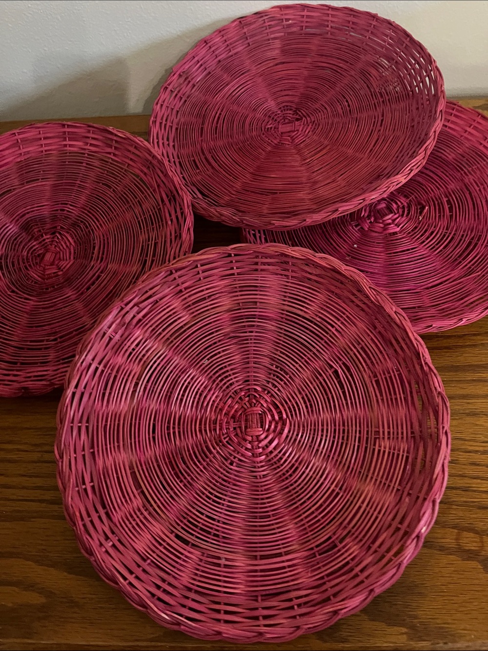 Pink Woven Rattan Serving paper plate Baskets - Home Accents